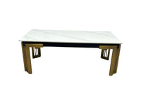 Rectangle Ceramic Cream & Gold Coffee Table