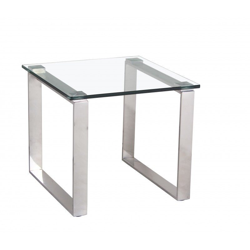 Preston Stainless Steel Lamp Table Glass Top