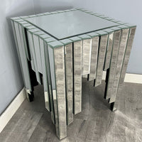 Mirrored 1 Drawer Piano Side Table