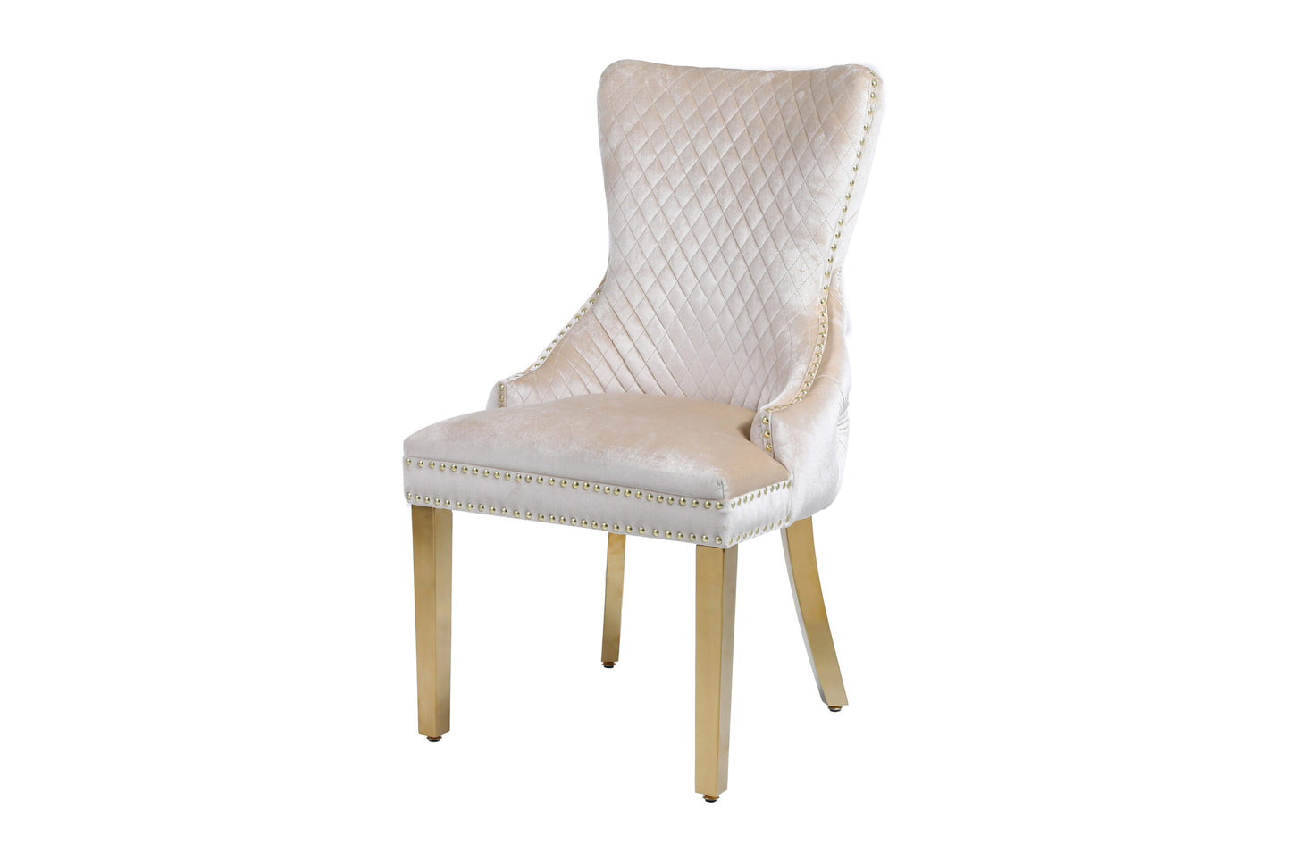 Set of 2 Cream & Gold Lion Knocker Dining Chair