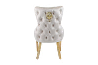 Set of 2 Cream & Gold Lion Knocker Dining Chair