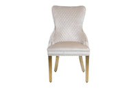 Set of 2 Cream & Gold Lion Knocker Dining Chair