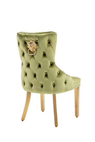 Victoria Green Gold Lion Dining Chair