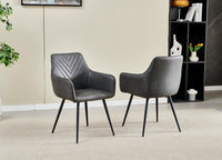 Set Of 2 Grey Faux Leather Dining Chair