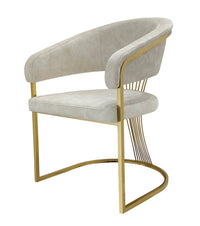 Premium Cream Leathaire Fabric Dining Chair