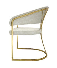 Premium Cream Leathaire Fabric Dining Chair