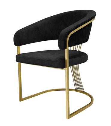 Premium Black Leathaire Fabric Dining Chair