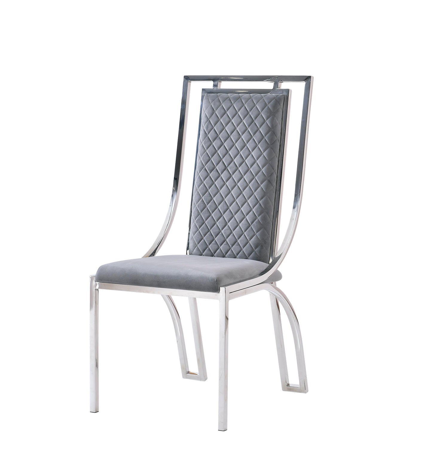 Set of 2 Plush Velvet Fabric Grey & Silver Dining Chair