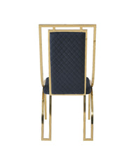 Set of 2 Plush Velvet Fabric Black & Gold Dining Chair