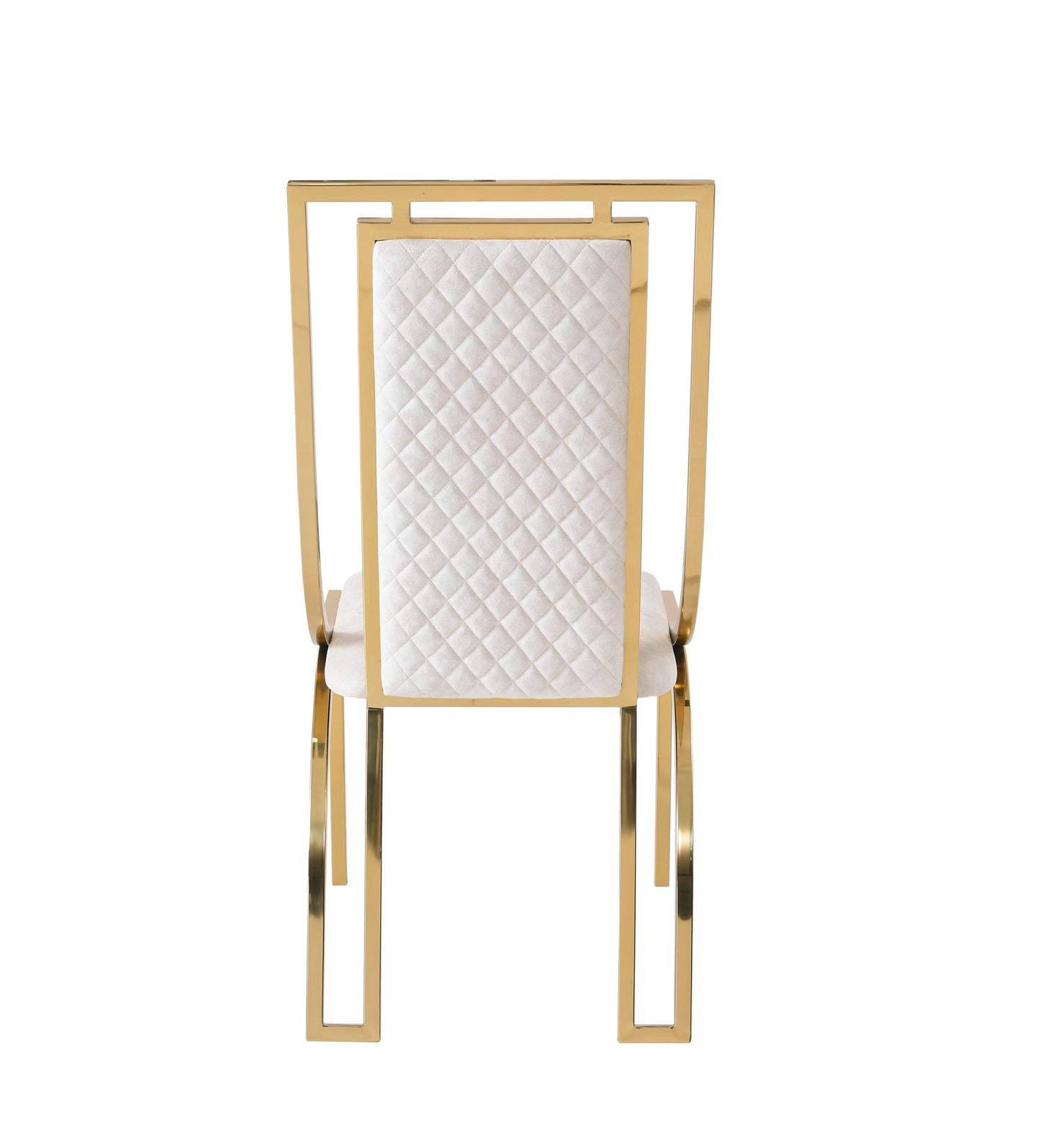 Set of 2 Plush Velvet Fabric Cream & Gold Dining Chair