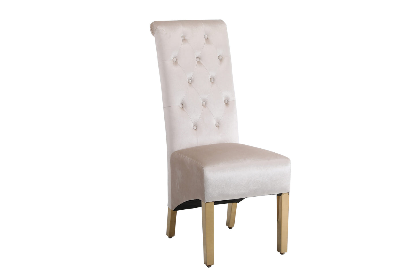 Set of 2 Cream & Gold Square Knocker Dining Chair