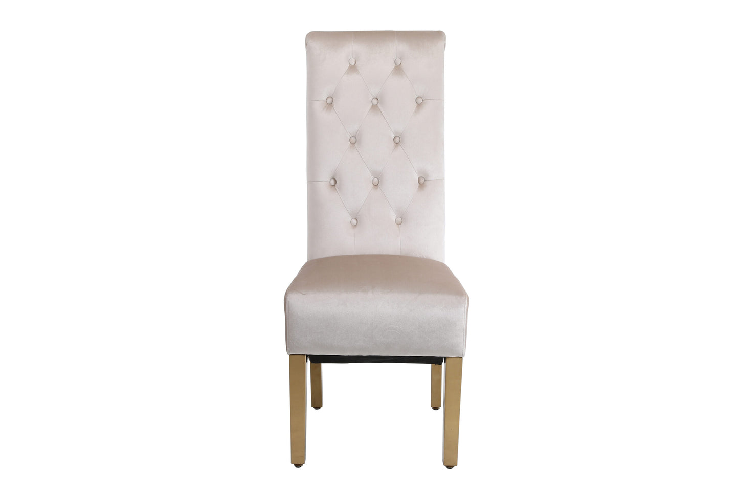 Set of 2 Cream & Gold Square Knocker Dining Chair