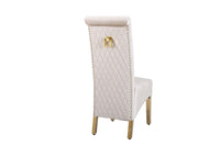 Set of 2 Cream & Gold Square Knocker Dining Chair