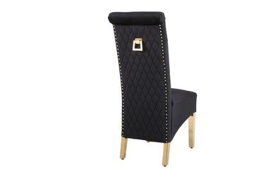 Set of 2 Black & Gold Square Knocker Dining Chair