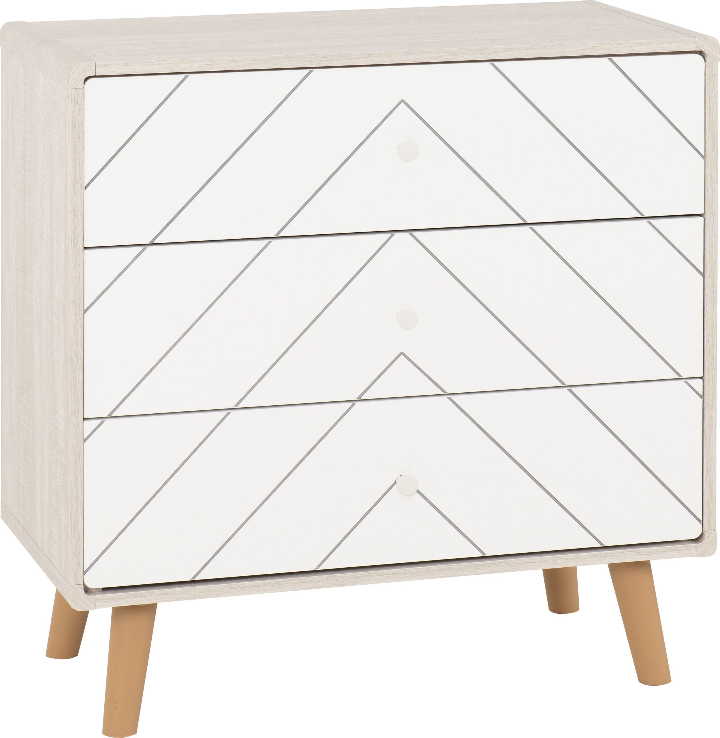 DIXIE 3 DRAWER CHEST - DUSTY GREY/WHITE