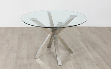 Plaza Round Chrome and Glass Dining Table