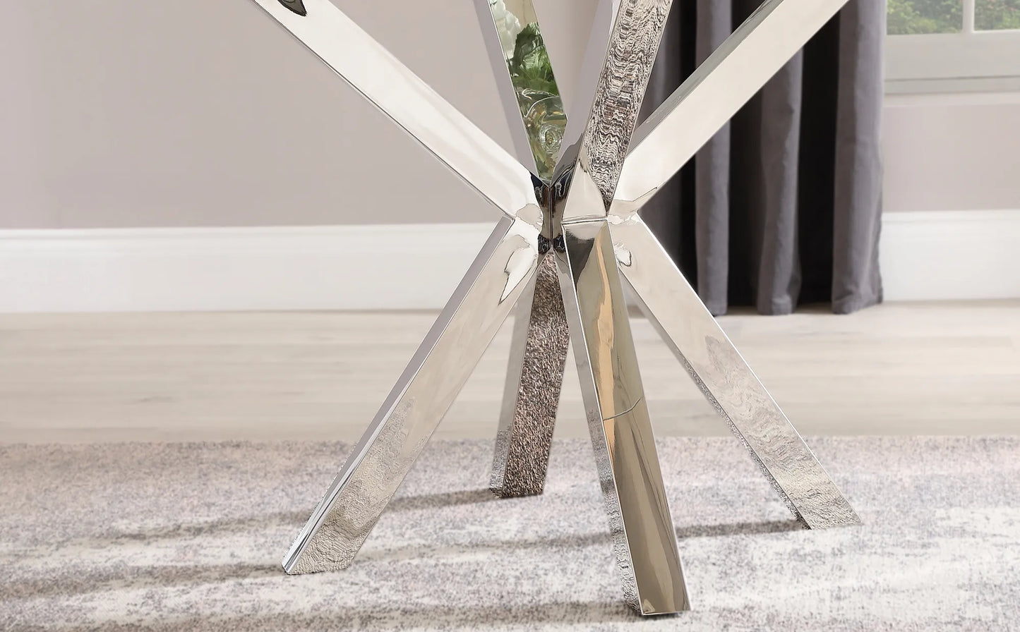 Plaza Round Chrome and Glass Dining Table