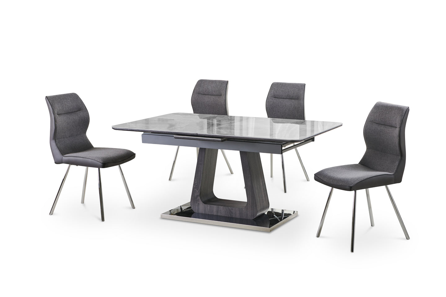 Grey Ceramic Dining Table with 4 Chairs