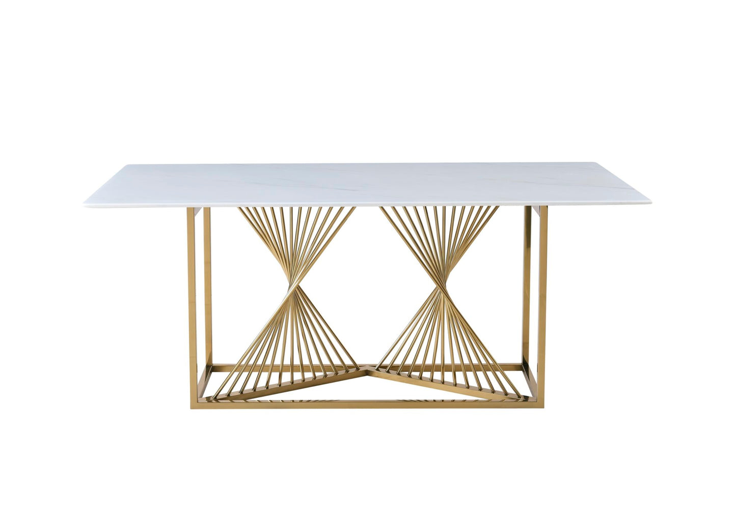 White Ceramic 180cm Gold Frame Table