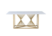 White Ceramic 180cm Gold Frame Table