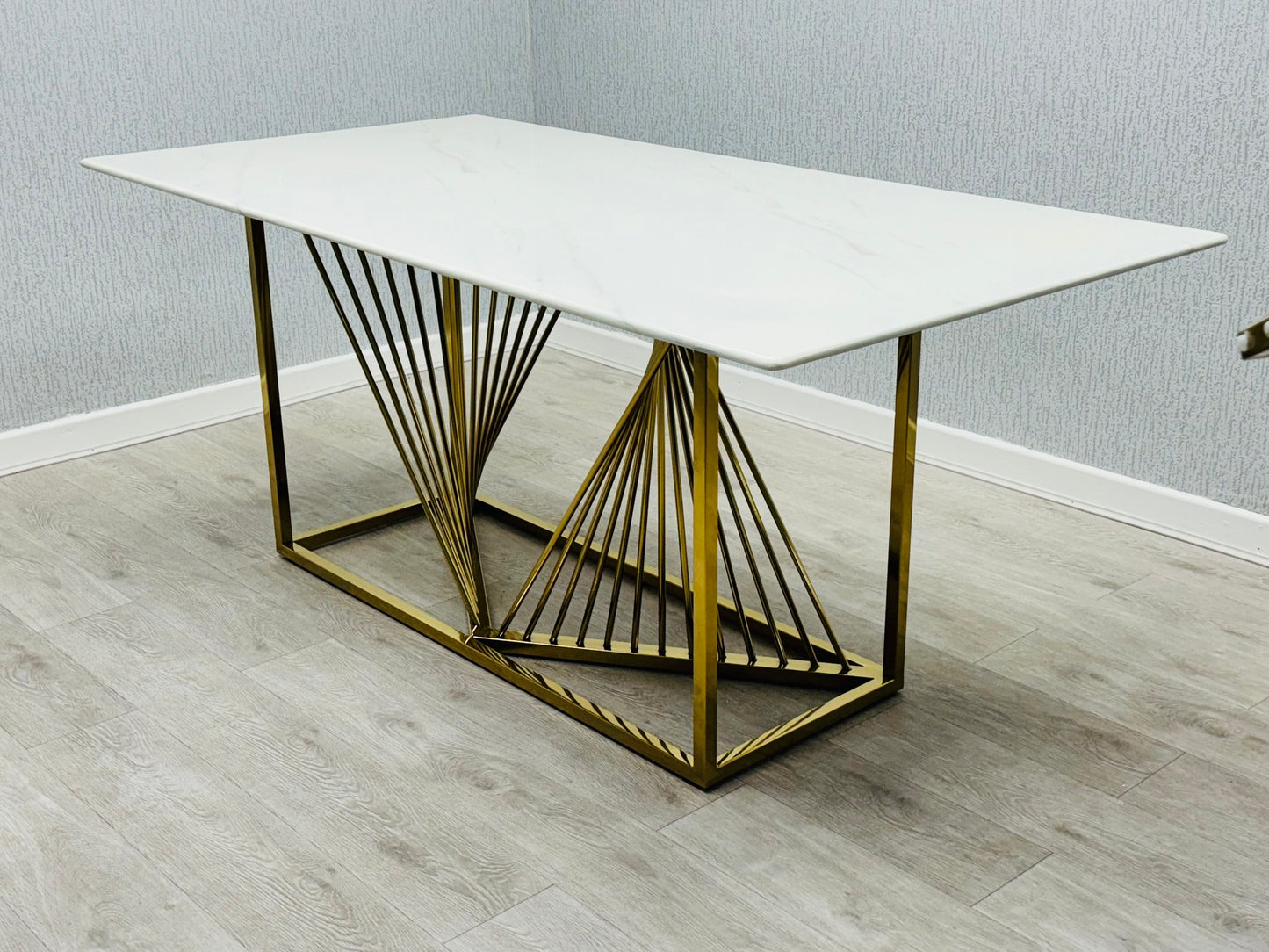 White Ceramic 180cm Gold Frame Table