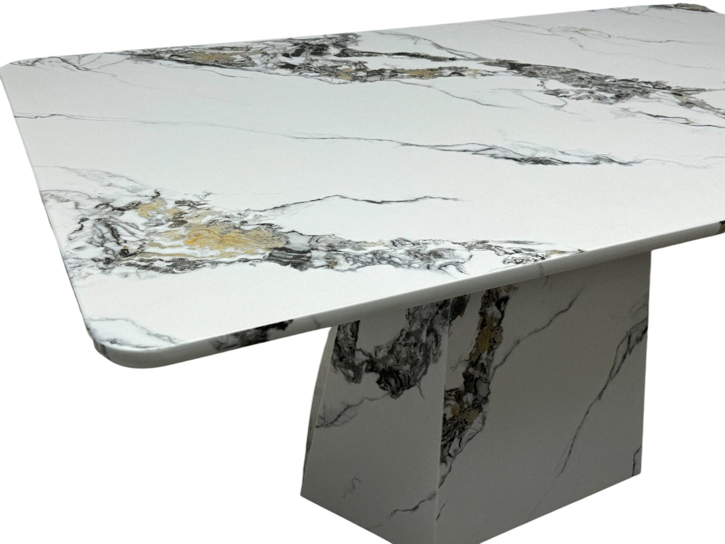 Grey & White Marble Effect Dining Table