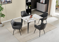 Set Of 2 Grey Faux Leather Dining Chair