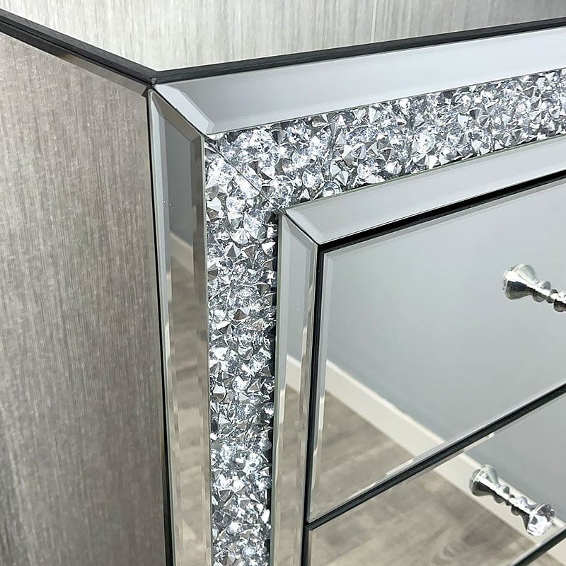 Diamond Crush 5 Drawer Mirrored Chest Of Drawers