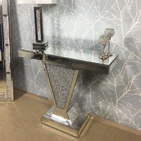 Diamond Crushed Mirror Crystal V Console Table