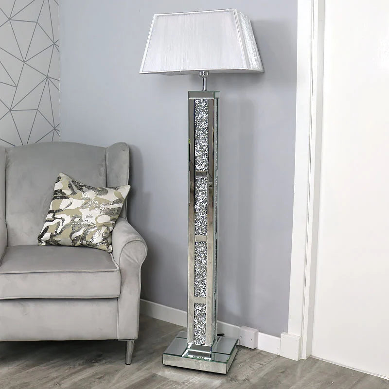 Diamond Crush Mirrored Bar Floor Lamp