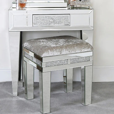 Diamond Mirrored Dressing Table Stool