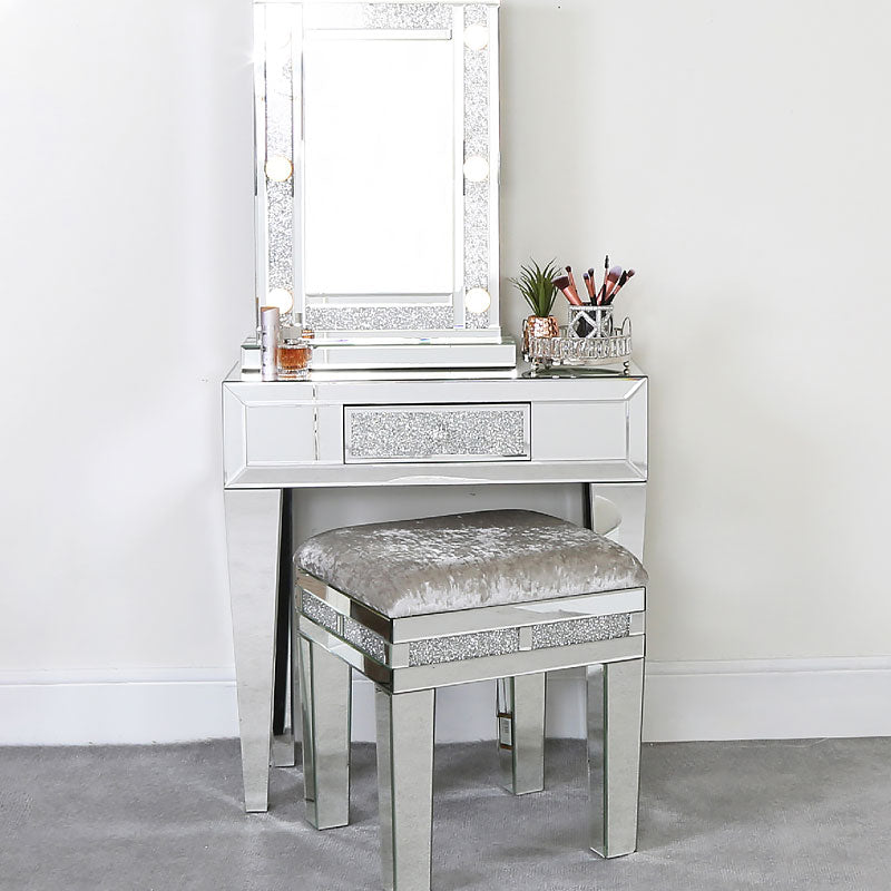 Diamond Mirrored Dressing Table Stool