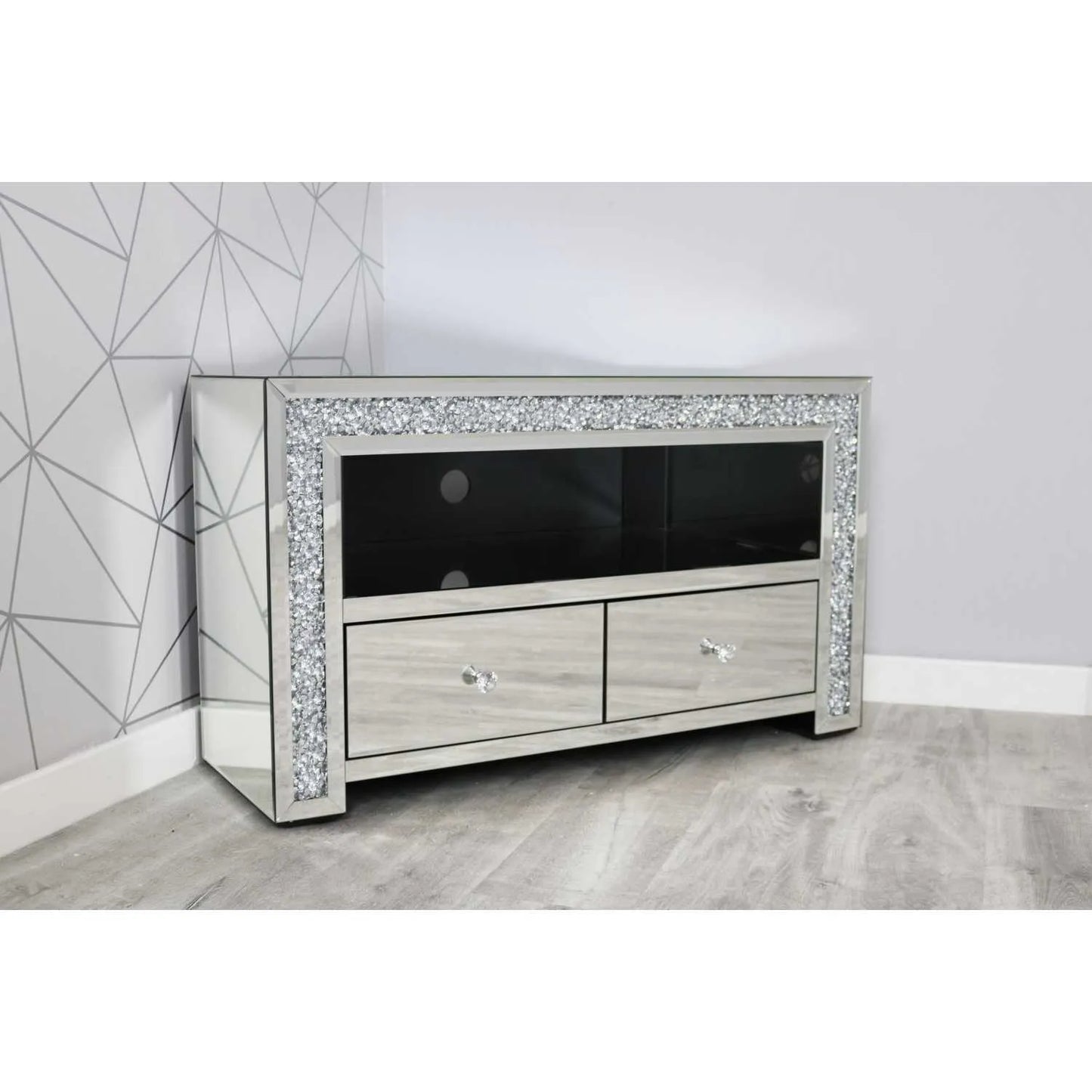 Mirror Crystal Corner TV Unit