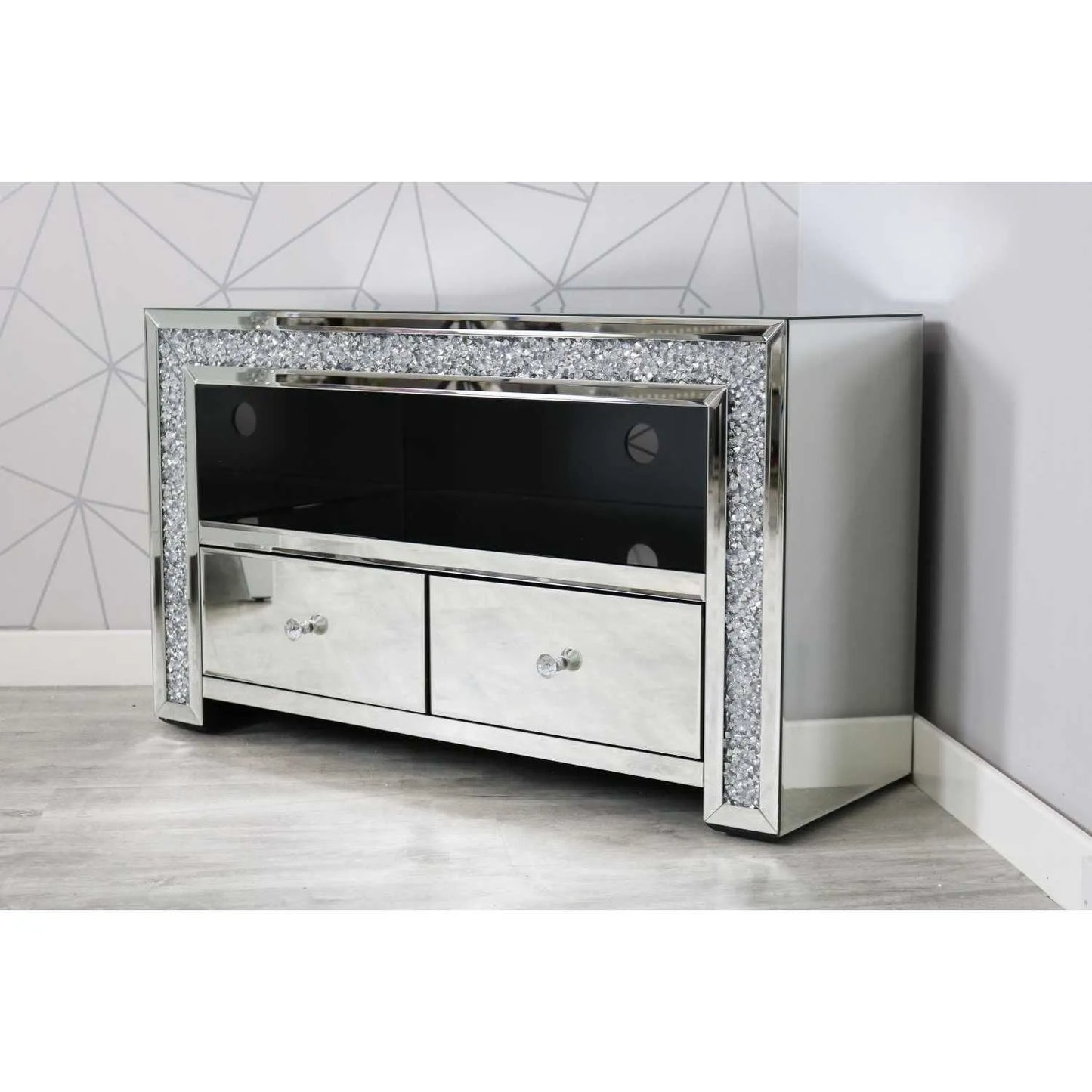 Mirror Crystal Corner TV Unit