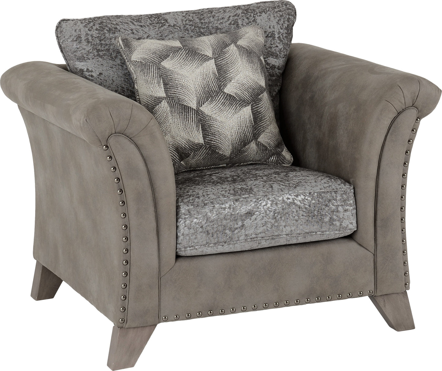 GRACE ARMCHAIR - SILVER/GREY FABRIC