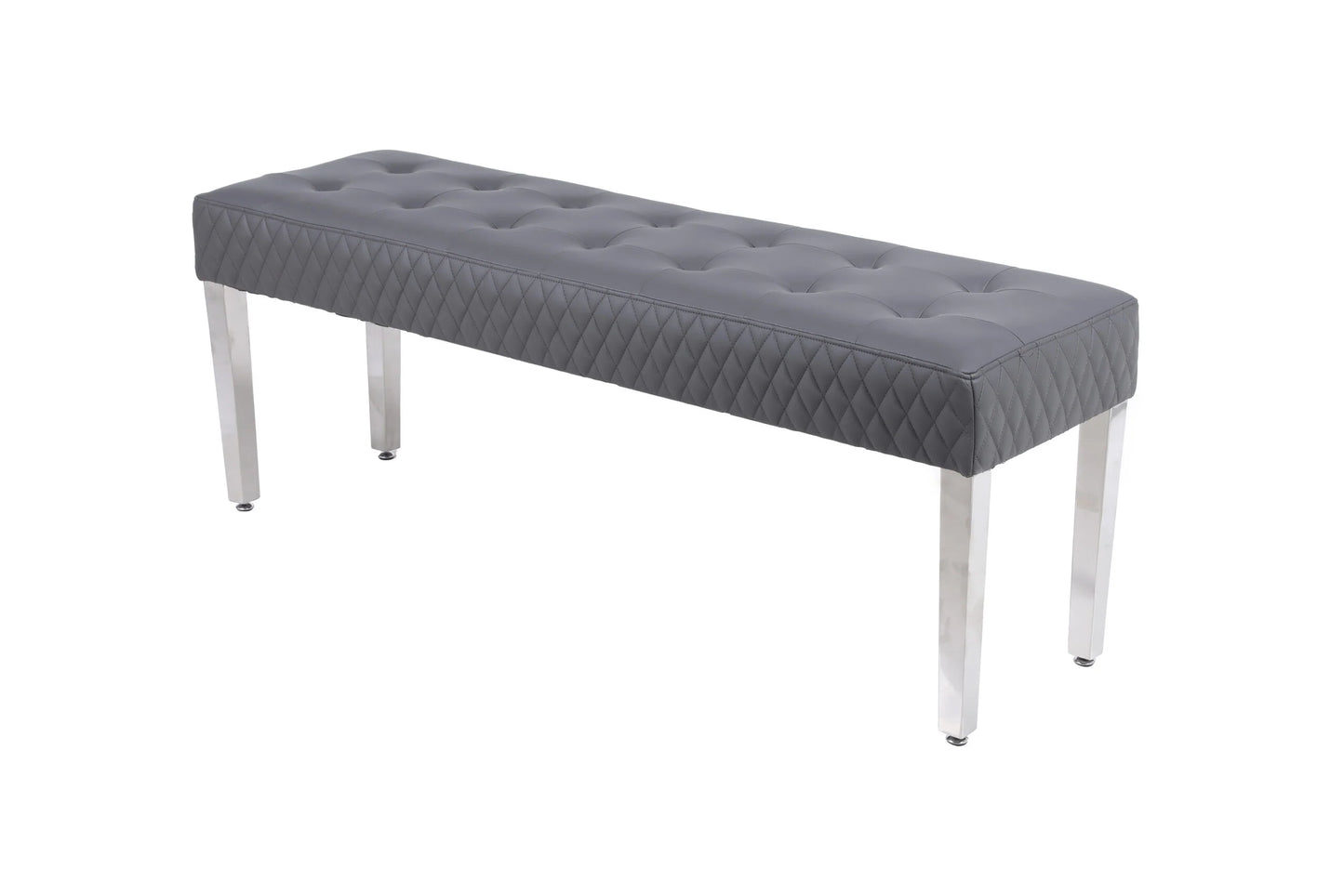 Grey Leather Bench