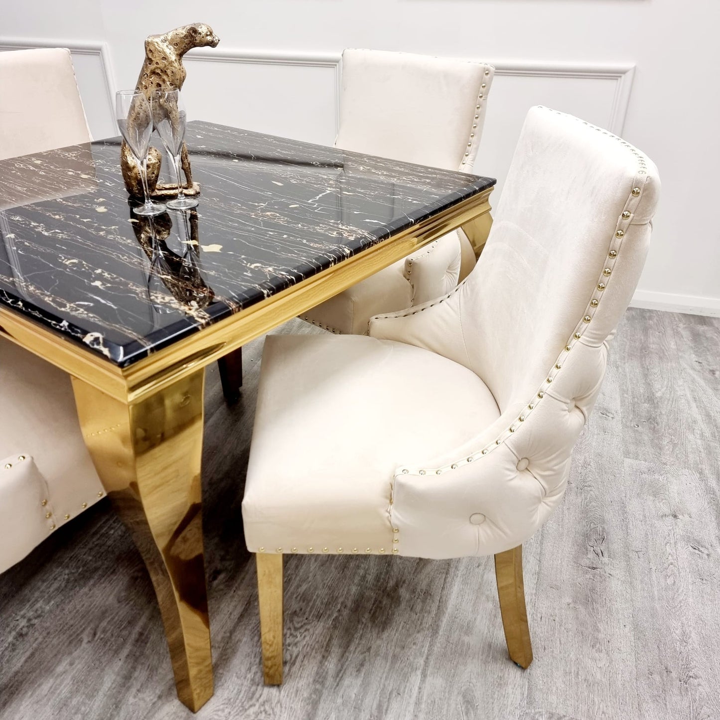 Velvet Kensington Dining Chair with Gold Legs