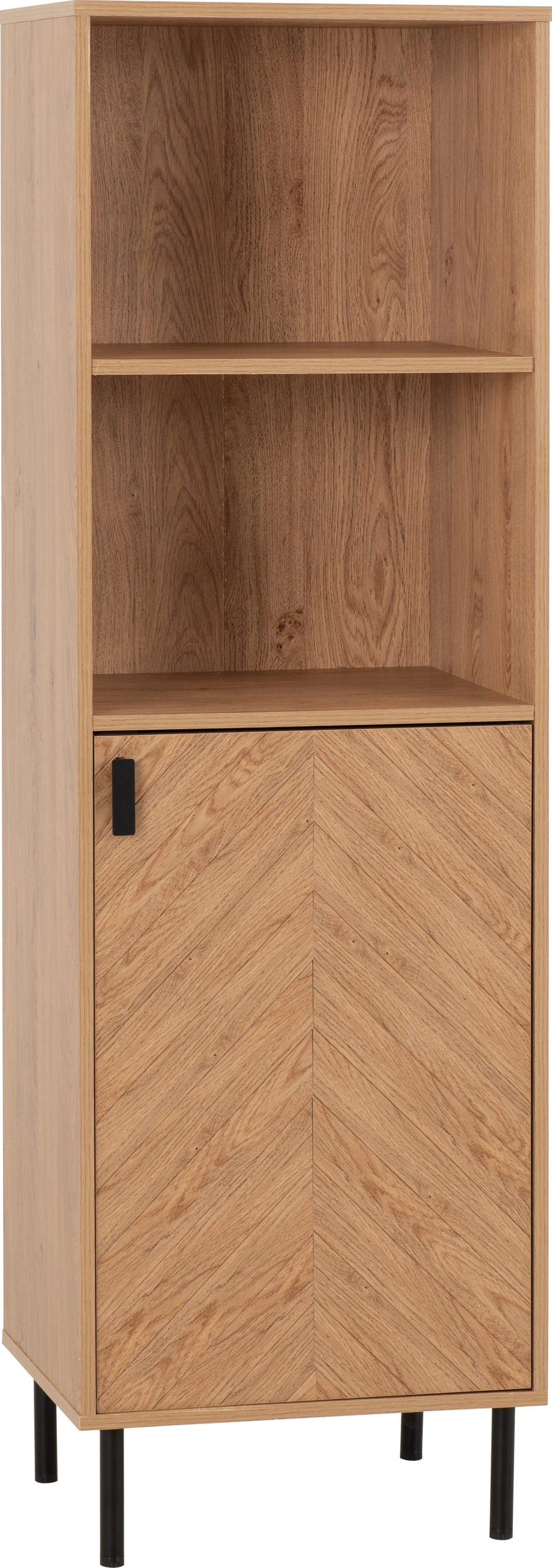 LEON 1 DOOR 2 SHELF CABINET - MEDIUM OAK EFFECT