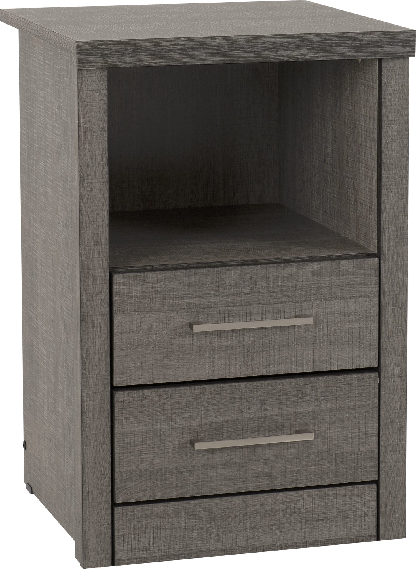 LISBON 2 DRAWER BEDSIDE - BLACK WOOD GRAIN