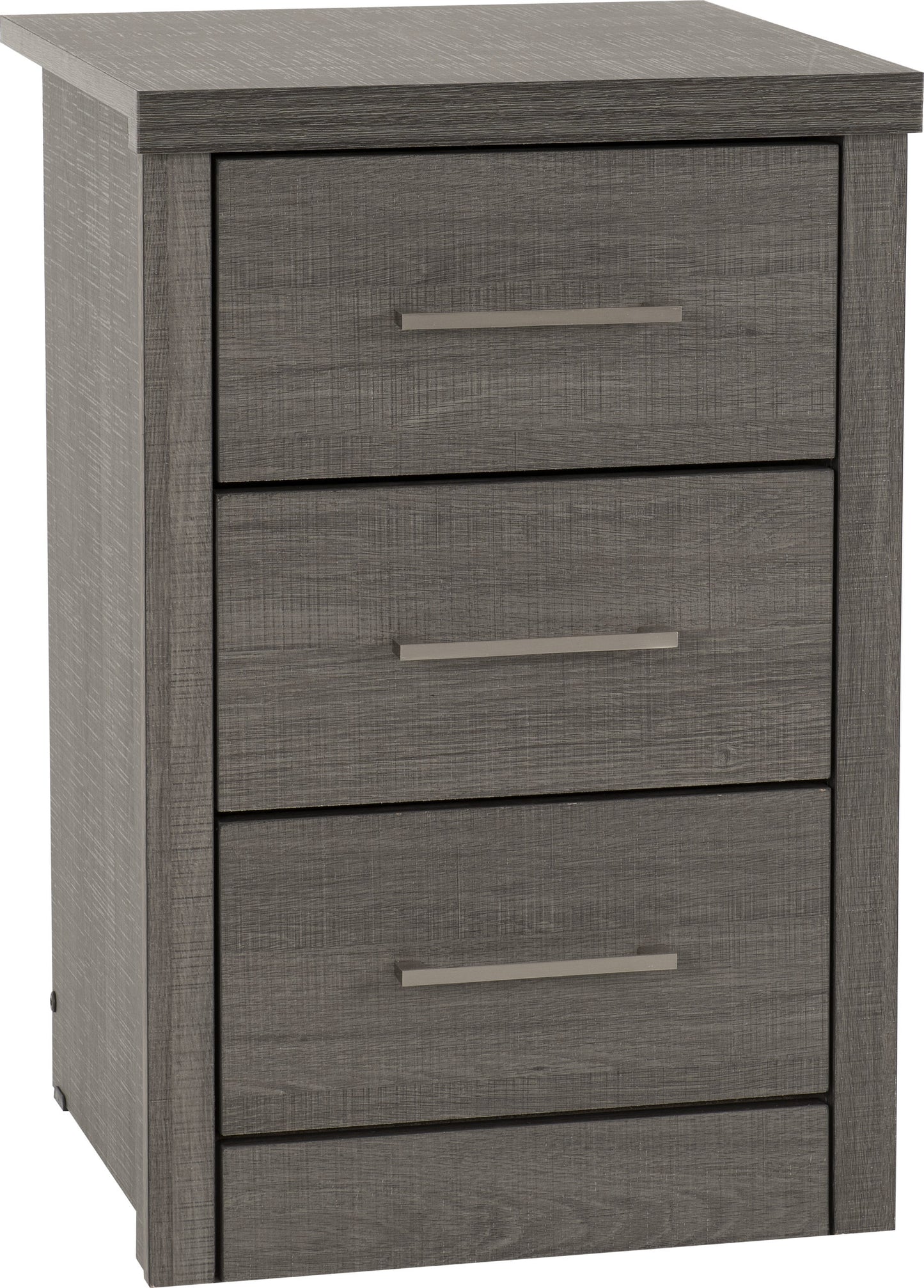 LISBON 3 DRAWER BEDSIDE - BLACK WOOD GRAIN