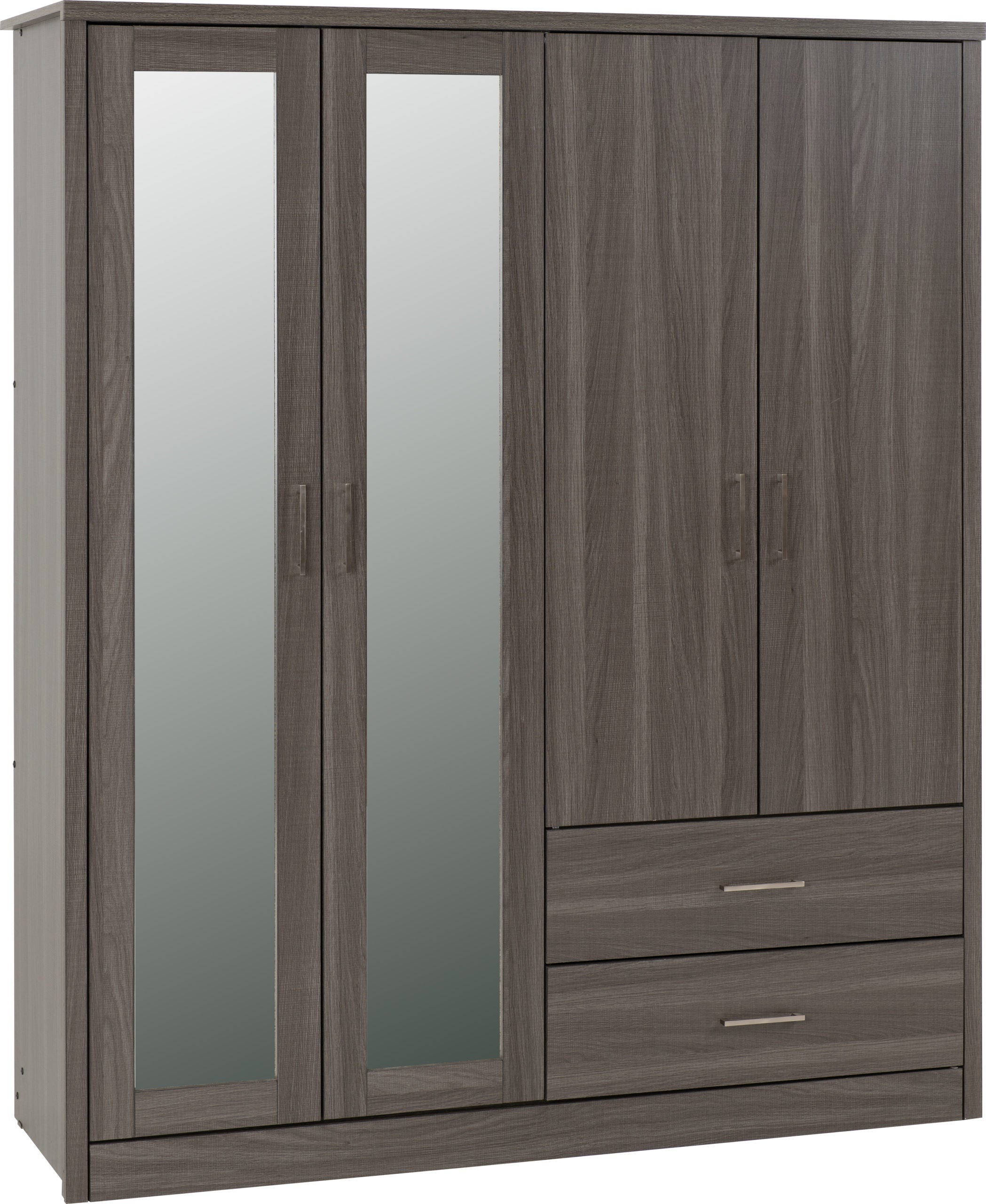 LISBON 4 DOOR WARDROBE - BLACK WOOD GRAIN