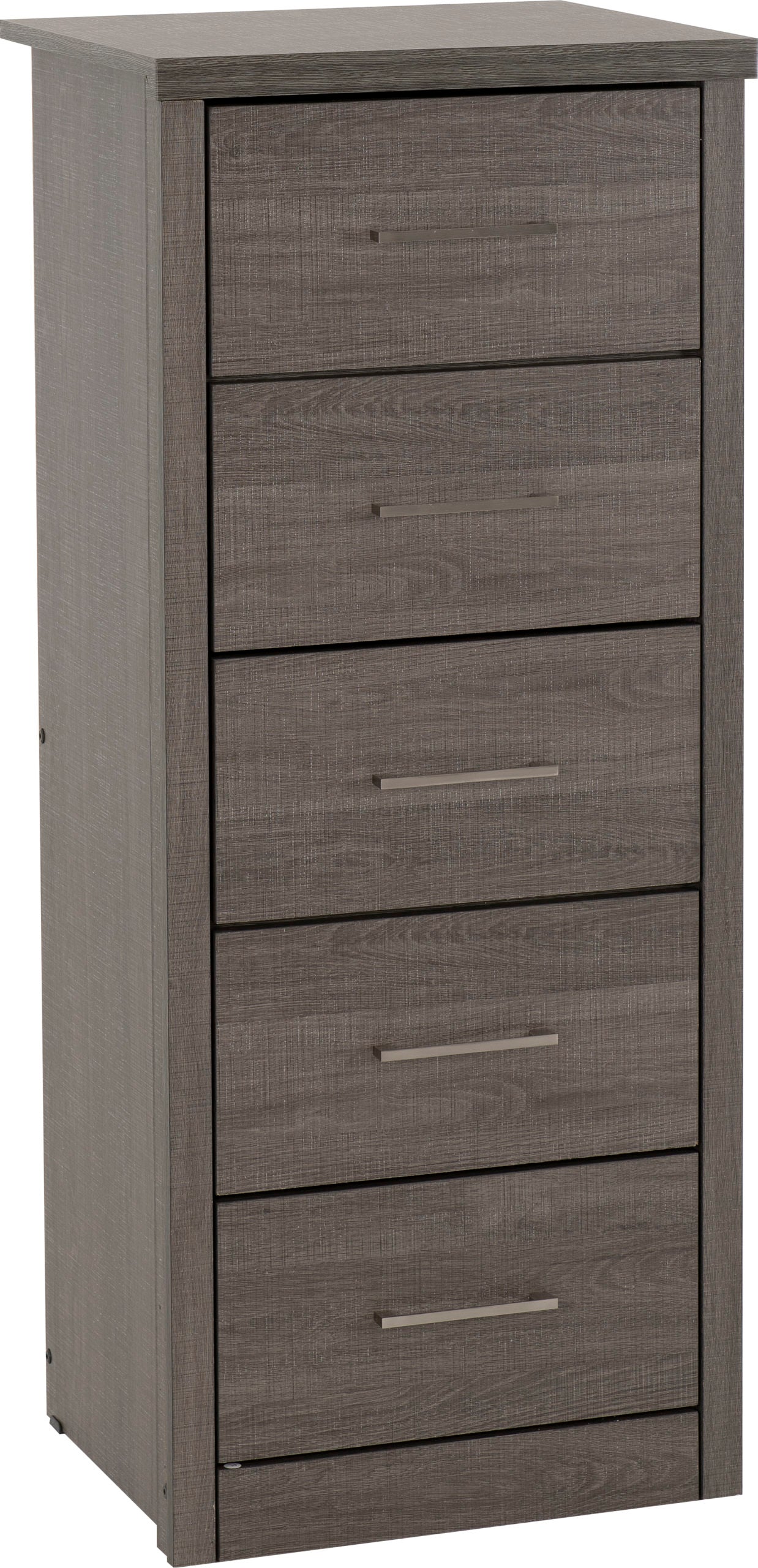 LISBON 5 DRAWER NARROW CHEST - BLACK WOOD GRAIN