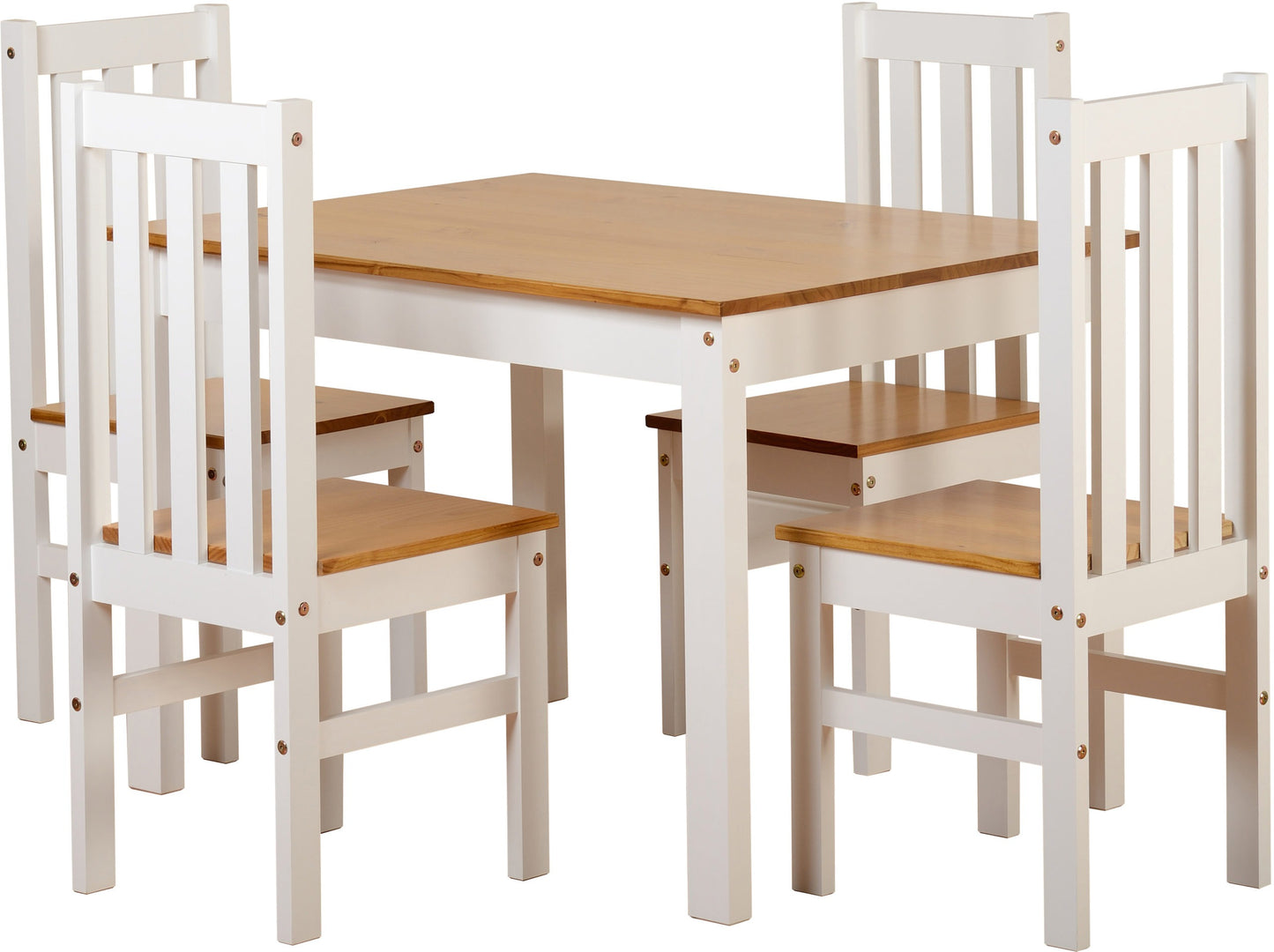 LUDLOW 1+4 DINING SET - WHITE/OAK LACQUER