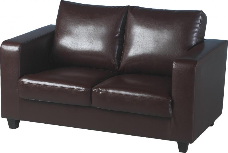 TEMPO TWO SEATER SOFA-IN-A-BOX - BROWN FAUX LEATHER