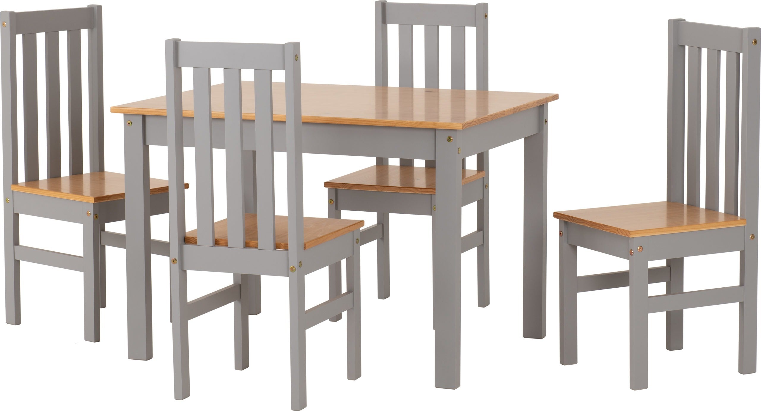 LUDLOW 1+4 DINING SET - GREY/OAK LACQUER