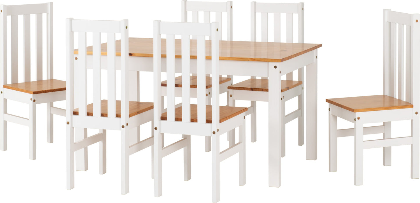 LUDLOW 1+6 DINING SET - WHITE/OAK LACQUER