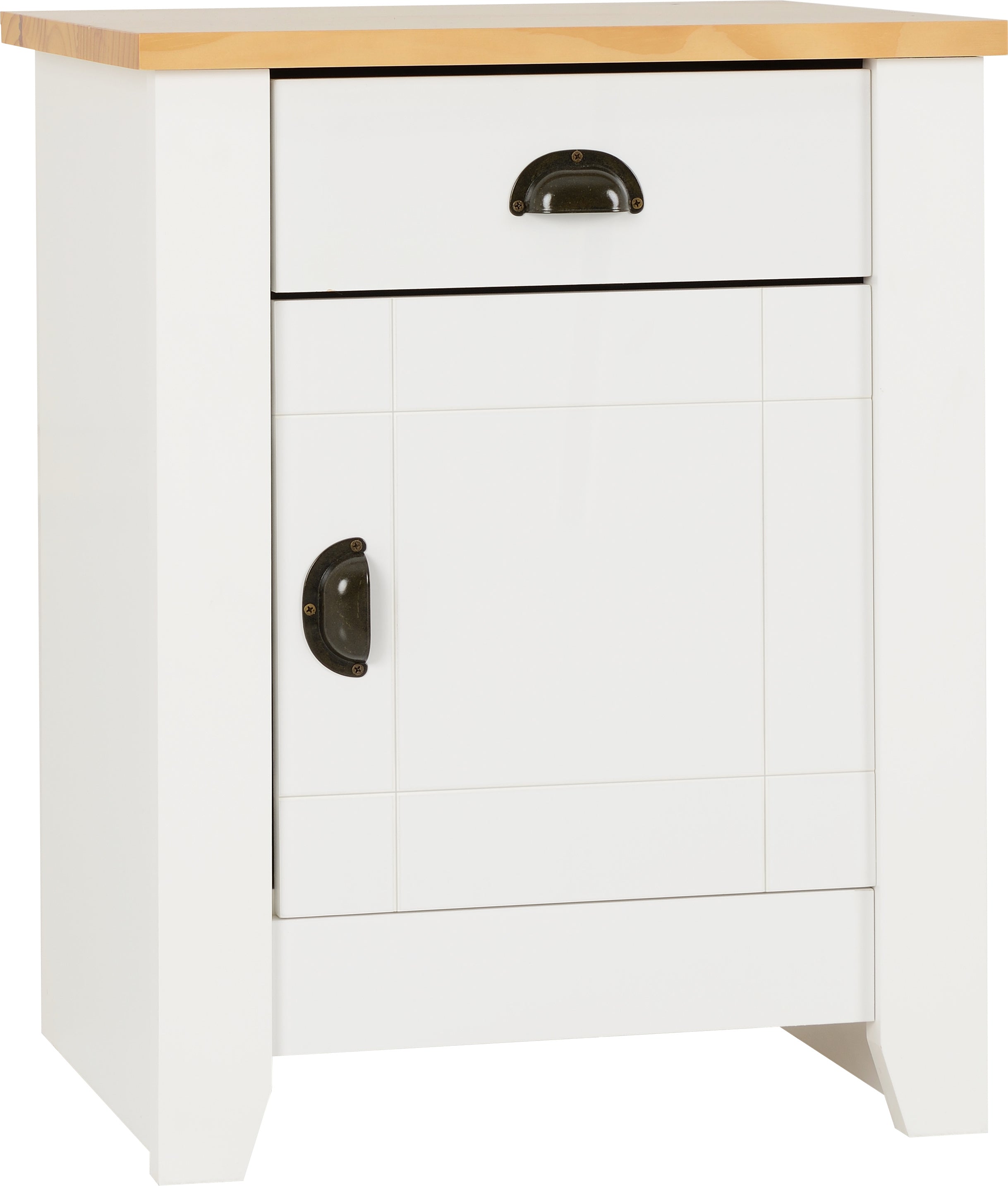 LUDLOW 1 DRAWER 1 DOOR BEDSIDE - WHITE/OAK LACQUER