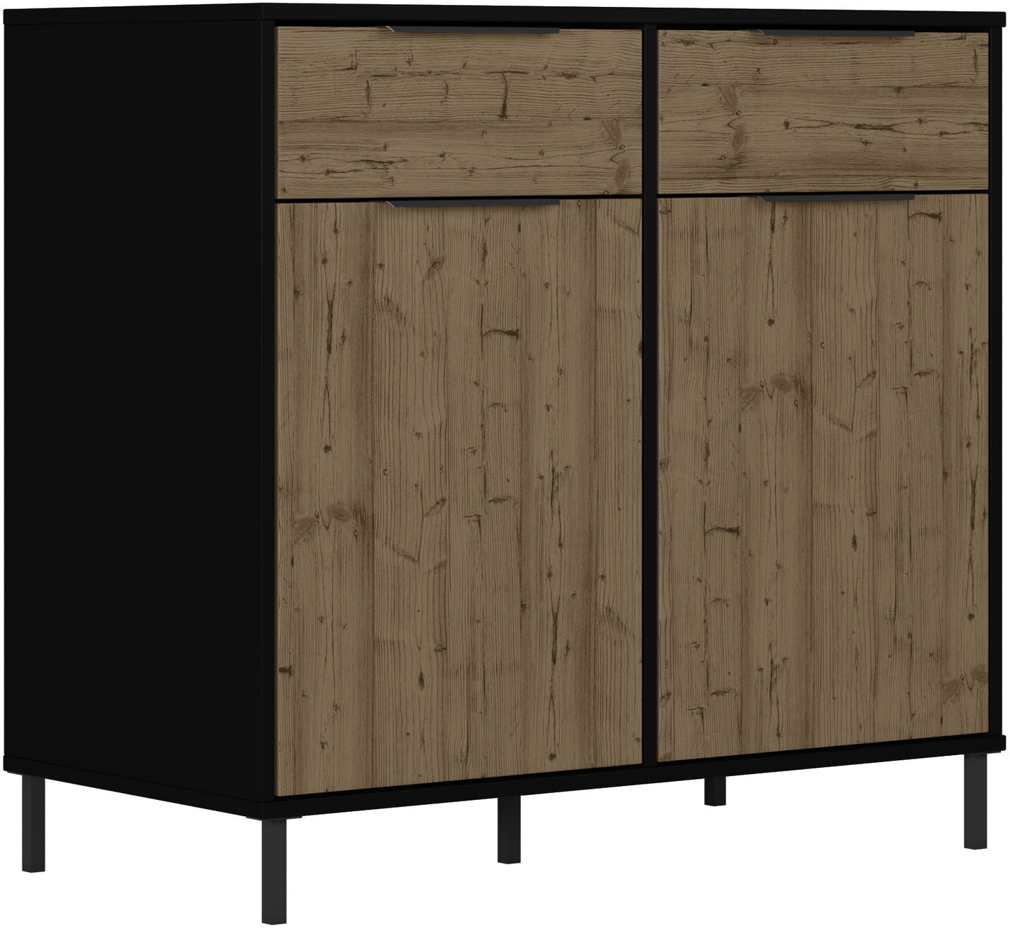 MADRID 2 DOOR SIDEBOARD - BLACK/ACACIA EFFECT