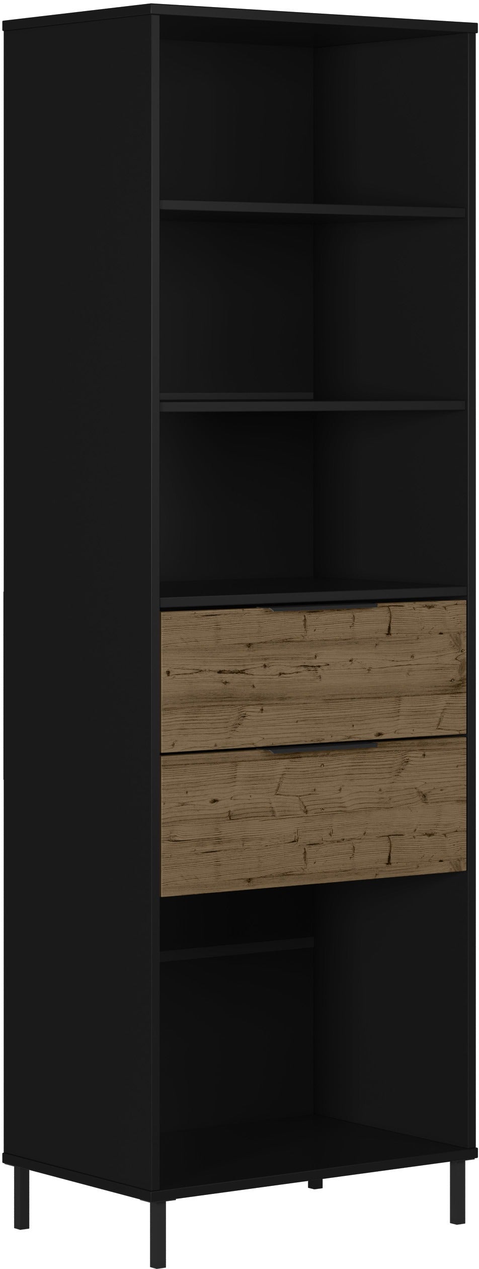 MADRID BOOKCASE - BLACK/ACACIA EFFECT