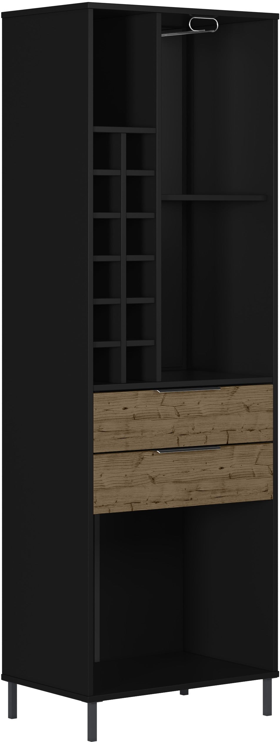 MADRID WINE RACK - BLACK/ACACIA EFFECT